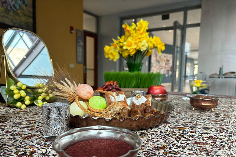 Some decorations on a table.